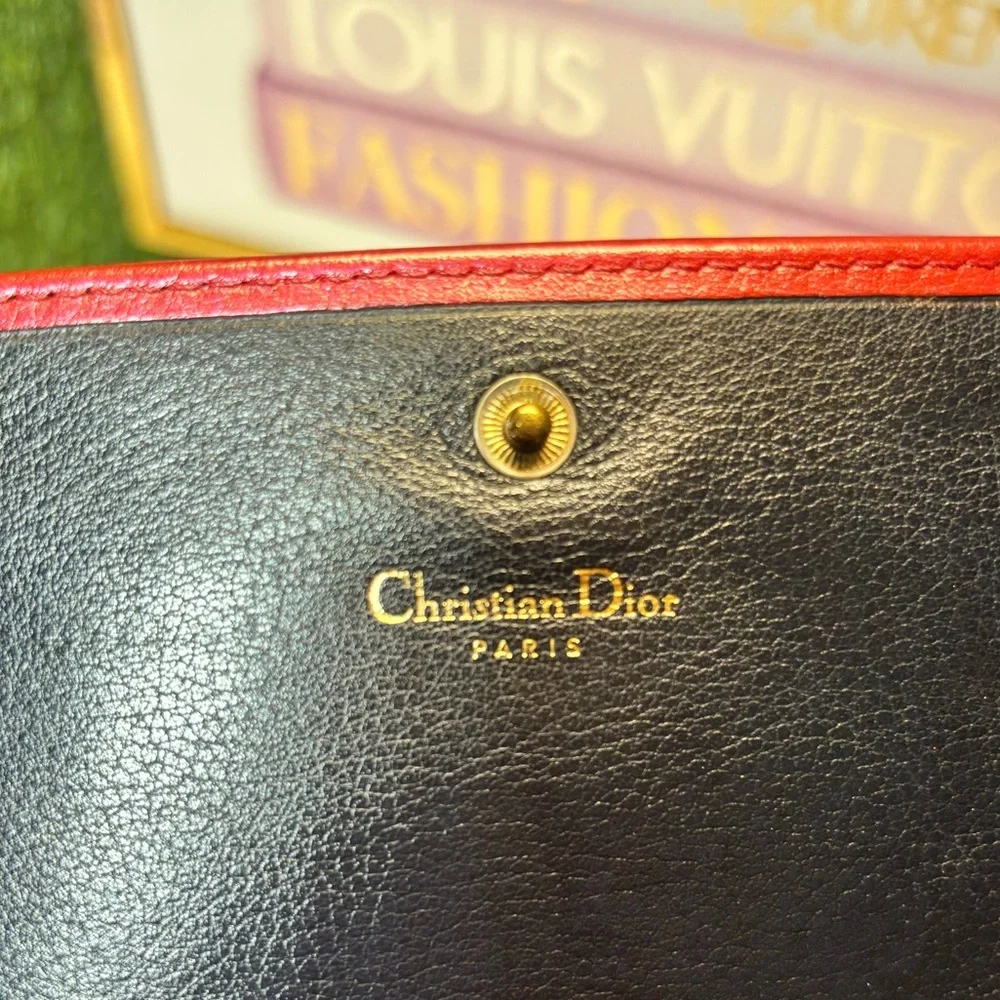 ❤️ Christian Dior Vintage Red Leather Wallet A114U0